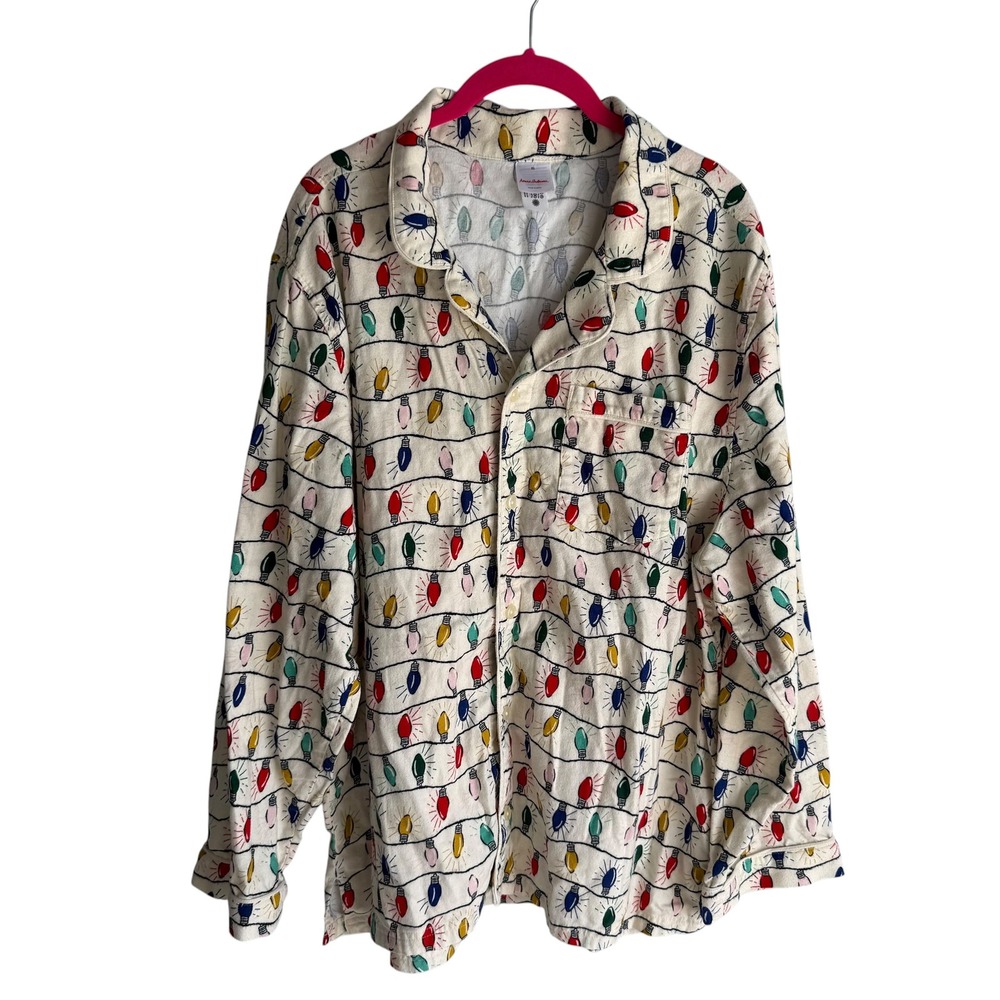 HANNA ANDERSSON Brigh Bulbs Unisex Flannel‎ Button Down Pajama Top, XL